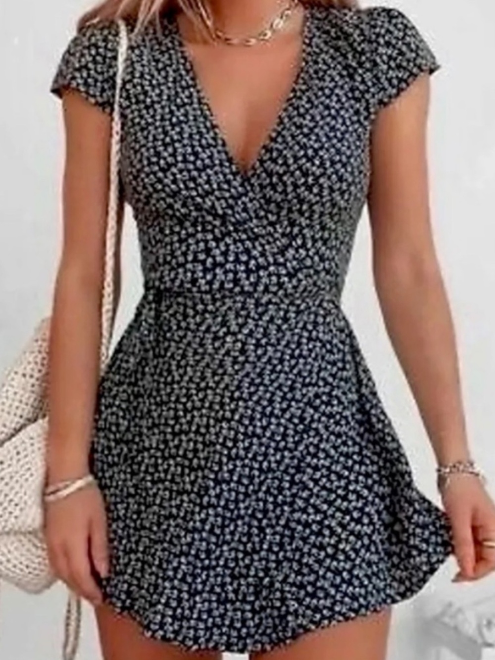 NWOT Brandy Melville Black / White Floral Wrap Dress